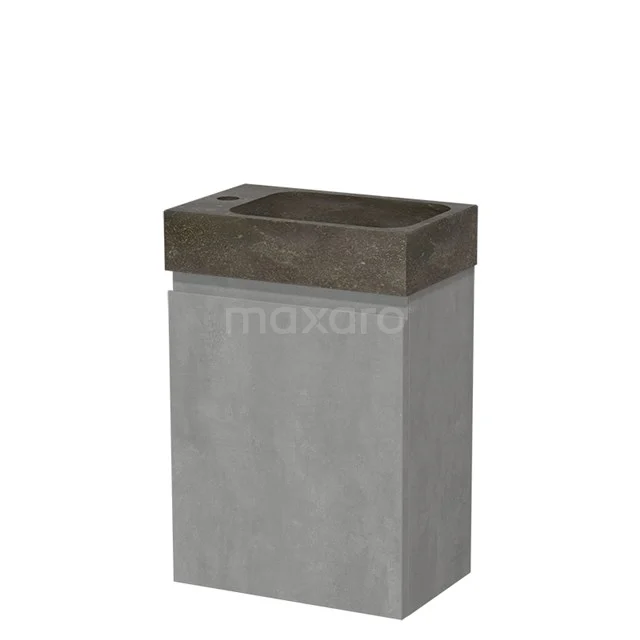 Modulo Pico WC-Möbel mit Waschbecken | 40 cm Hellgrauer Beton Grifflose Front Naturstein TMW10-00525