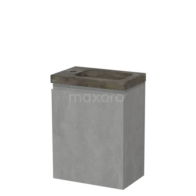 Modulo Pico WC-Möbel mit Waschbecken | 40 cm Hellgrauer Beton Grifflose Front Naturstein TMW10-00526