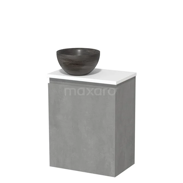 Toilet unit with wash basin | 41 cm Light grey concrete Handleless front Blue stone Natural stone countertop wash basin Matte white worktop TMK10-14449