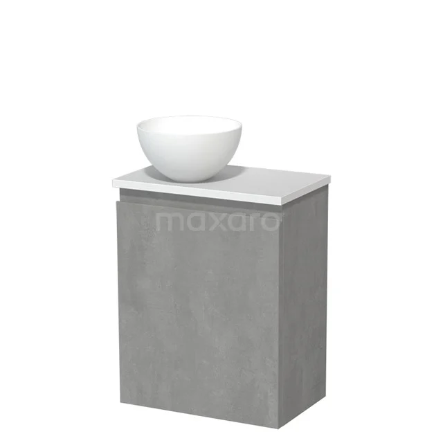 Toilet unit with wash basin | 41 cm Light grey concrete Handleless front Matte white Solid surface wash basin Matte white worktop TMK10-14450