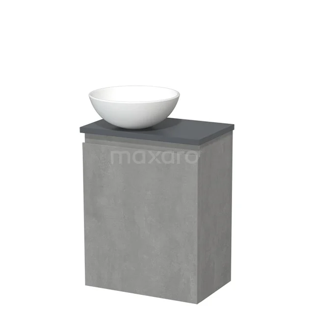 Countertop wash basin | 41 cm Light grey concrete Handleless front Matte white Ceramic basin Dark grey concrete worktop Fronts TMK10-14459