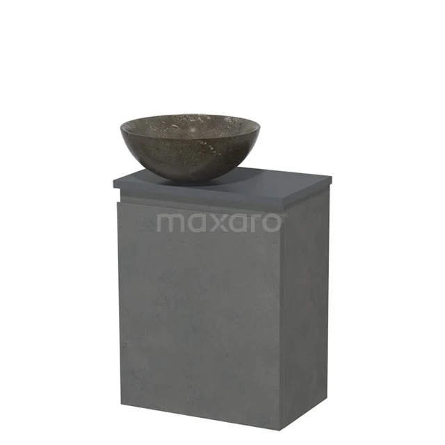 Toiletmeubel met waskom | 41 cm Donkergrijs beton Greeploos front Blue stone Natuursteen waskom Donkergrijs blad TMK10-14679