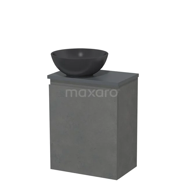 Toilet unit with countertop wash basin | 41 cm Dark grey concrete Handleless front Matte black Quartz wash basin Dark grey worktop TMK10-14680