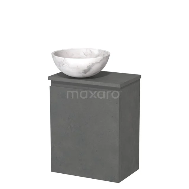 Toilet unit with wash basin | 41 cm Dark grey concrete Handleless front White marble Natural stone countertop wash basin Natural stone worktop Dark grey concrete Fronts TMK10-14831
