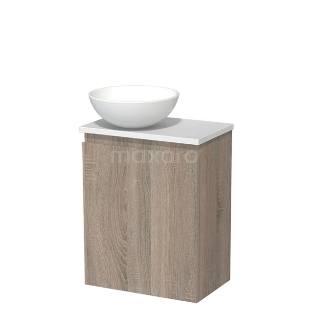 Toilet unit with wash basin | 41 cm Oak Handleless front Matte white Ceramic countertop wash basin Matte white worktop TMK10-14890