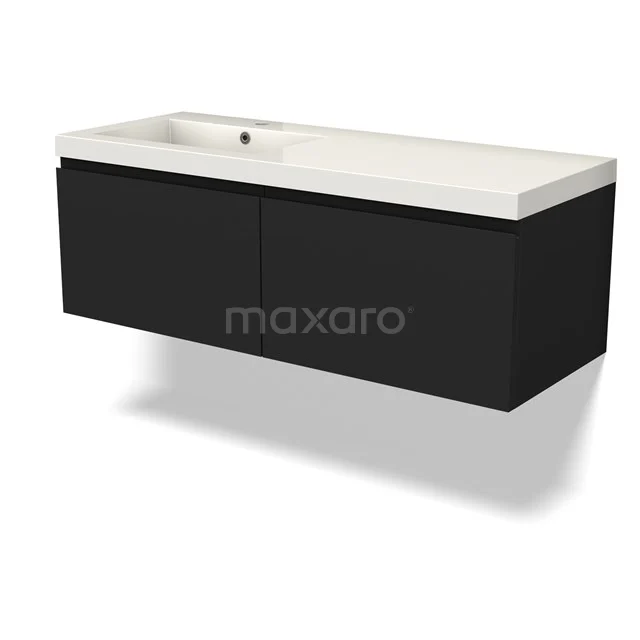 Modulo Vanity units with basin | 120 cm Matte black Handle-less front Mineral marble 2 Side-by-side drawers BMW12-01019