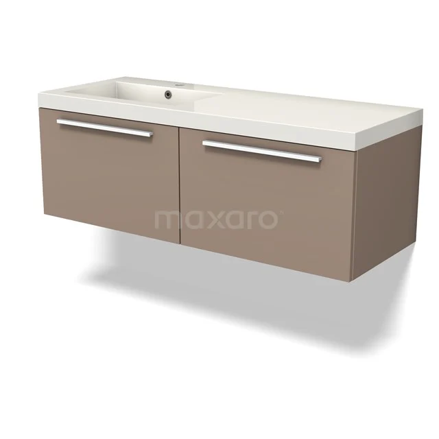 Modulo Badkamermeubel met wastafel | 120 cm Taupe Vlak front Mineraalmarmer 2 lades naast elkaar BMW12-01020