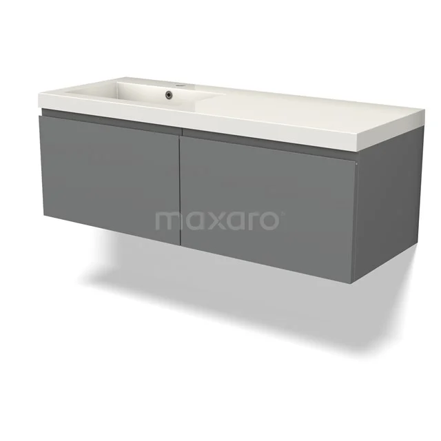 Modulo Vanity units with basin | 120 cm Mid grey Handle-less front Mineral marble 2 Side-by-side drawers BMW12-01024