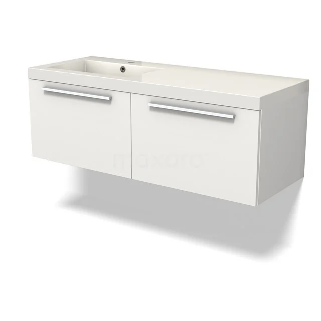 Modulo Waschtische | 120 cm Matt Weiß Flach front Mineralguss 2 nebeneinanderliegende Schubladen BMW12-01028