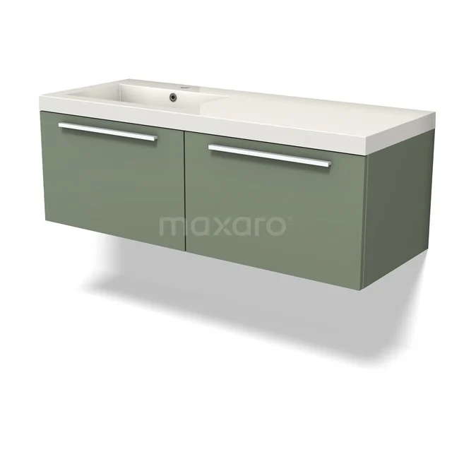 Modulo Vanity units with basin | 120 cm Sage green Flat front Mineral marble 2 Side-by-side drawers BMW12-01037