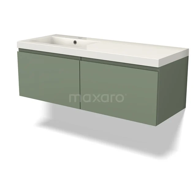 Modulo Bathroom furniture with sink | 120 cm Sage green Handle-less front Mineral marble 2 Side-by-side drawers BMW12-01038