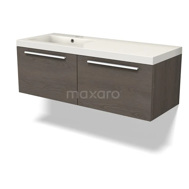Modulo Vanity units with basin | 120 cm Dark brown oak Flat front Mineral marble 2 Side-by-side drawers BMW12-01052