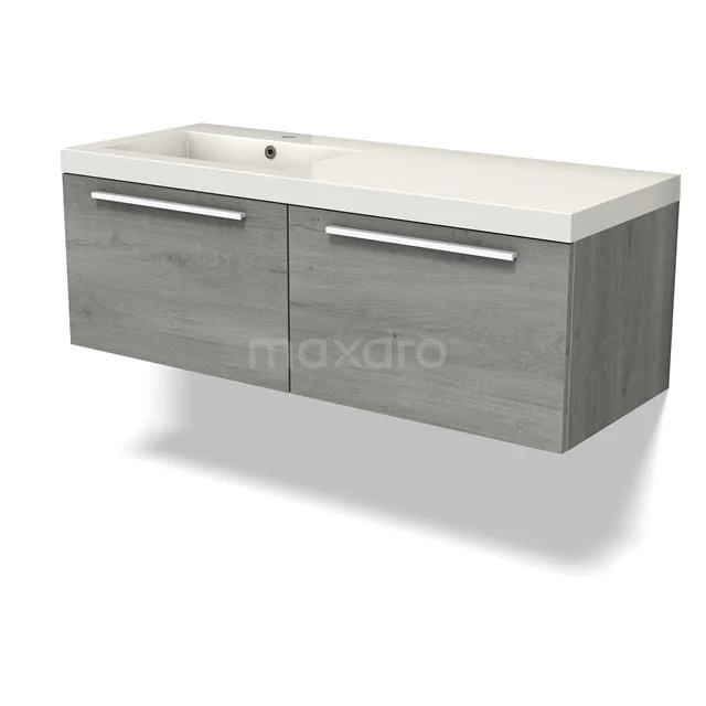 Modulo Vanity units with basin | 120 cm Grey oak Flat front Mineral marble 2 Side-by-side drawers BMW12-01055
