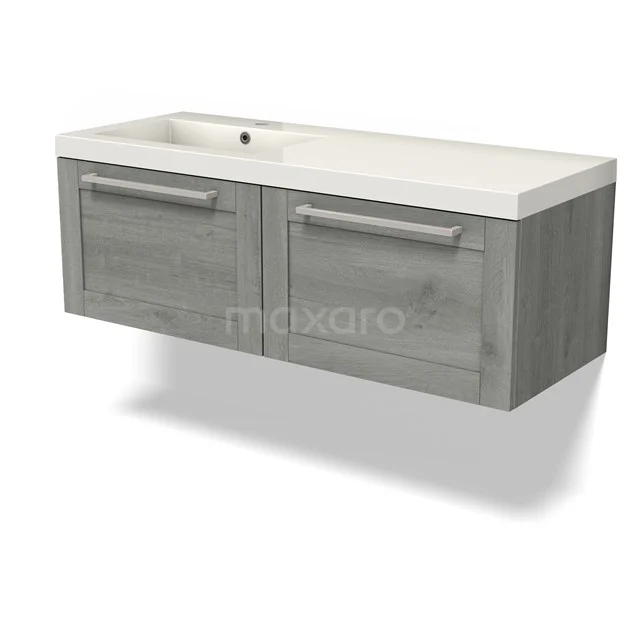Modulo Vanity units with basin | 120 cm Grey oak Frame front Mineral marble 2 Side-by-side drawers BMW12-01056