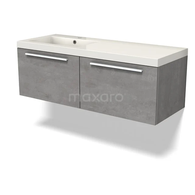 Modulo Vanity units with basin | 120 cm Light grey concrete Flat front Mineral marble 2 Side-by-side drawers BMW12-01057