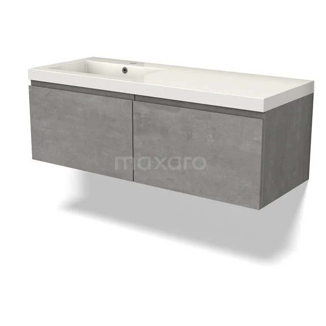 Modulo Vanity units with basin | 120 cm Light grey concrete Handle-less front Mineral marble 2 Side-by-side drawers BMW12-01058