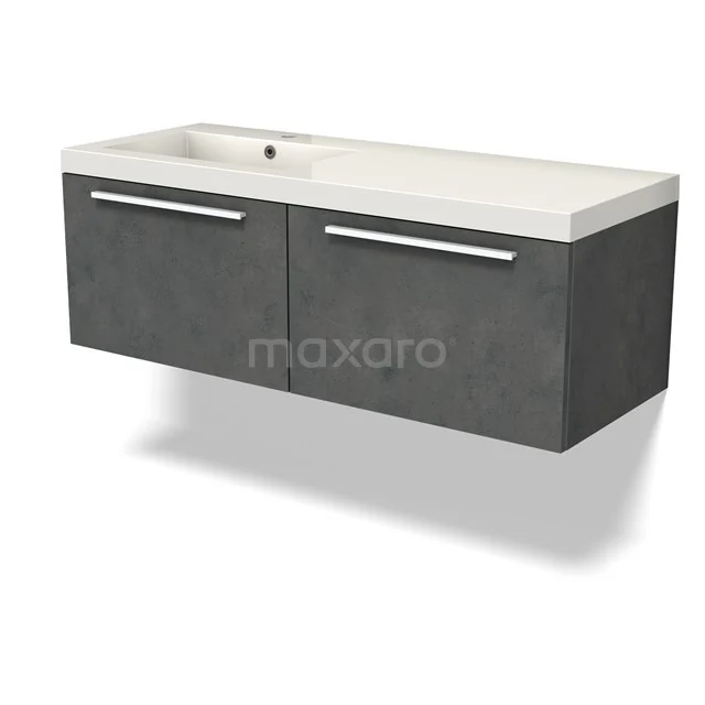 Modulo Vanity units with basin | 120 cm Dark grey concrete Flat front Mineral marble 2 Side-by-side drawers BMW12-01059