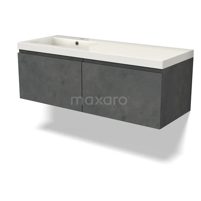 Modulo Vanity units with basin | 120 cm Dark grey concrete Handle-less front Mineral marble 2 Side-by-side drawers BMW12-01060