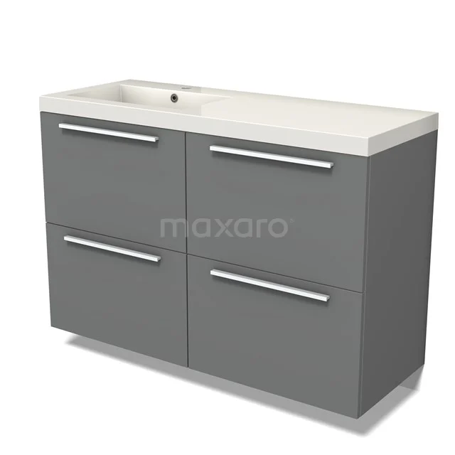 Modulo Vanity units with basin | 120 cm Mid grey Flat front Mineral marble 4 high drawers BMW14-00606