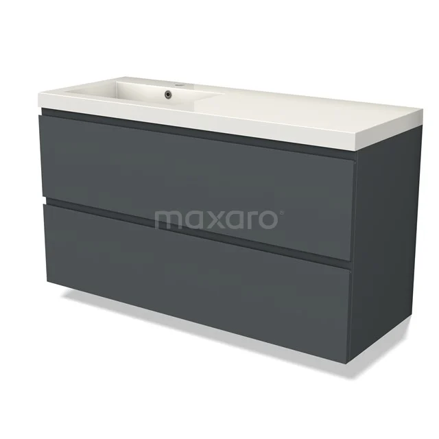 Modulo Vanity units with basin | 120 cm Dark grey Handle-less front Mineral marble 2 Stacked drawers BMW17-04687