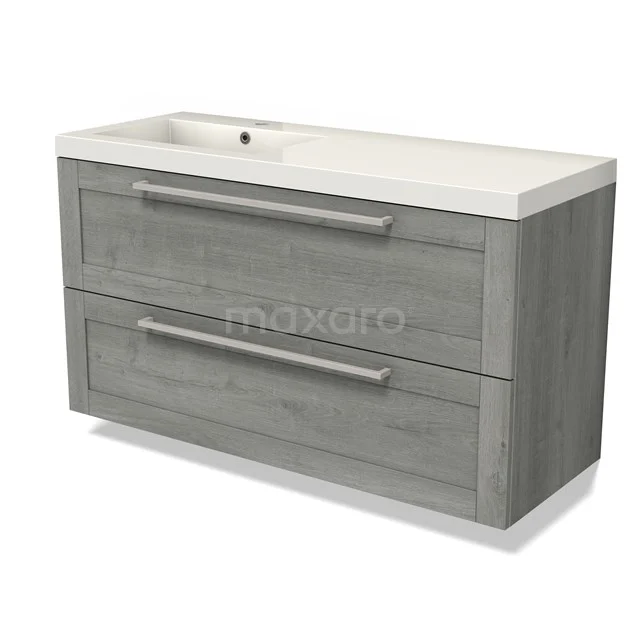 Modulo Bathroom furniture with sink | 120 cm Grey oak Bordered front Mineral marble 2 Stacked drawers BMW17-04710