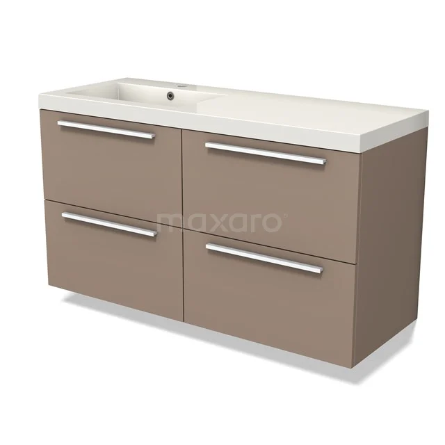 Modulo Badkamermeubel met wastafel | 120 cm Taupe Vlak front Mineraalmarmer 4 lades BMW18-01059