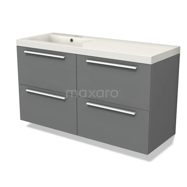 Modulo Vanity units with basin | 120 cm Mid grey Flat front Mineral marble 4 drawers BMW18-01061