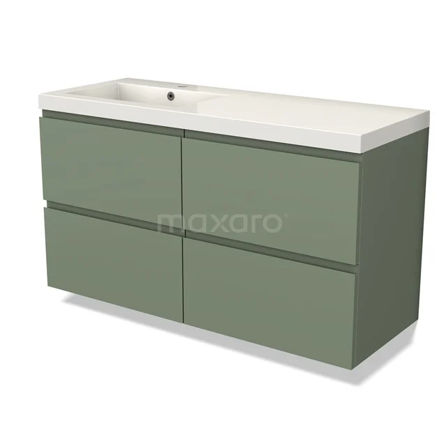 Modulo Vanity units with basin | 120 cm Sage green Handle-less front Mineral marble 4 drawers BMW18-01077