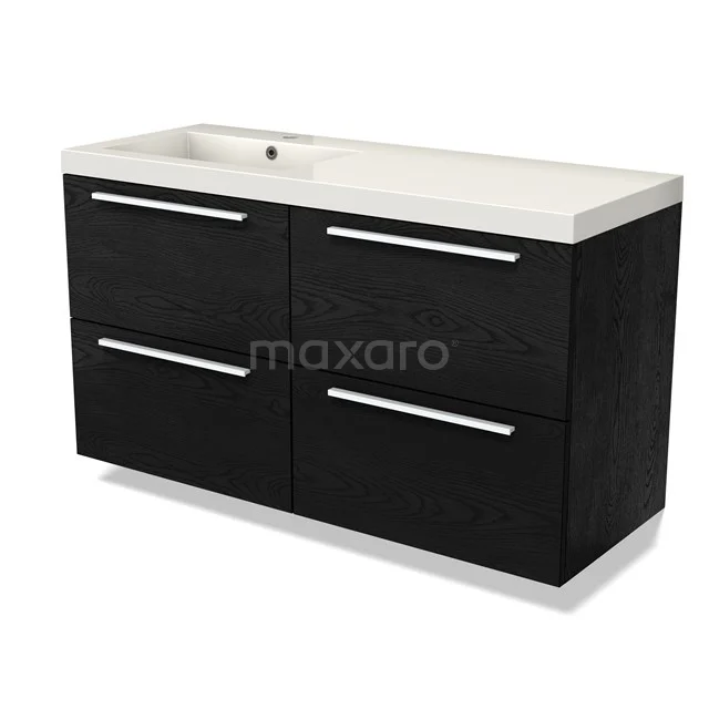 Modulo Vanity units with basin | 120 cm Black oak Flat front Mineral marble 4 drawers BMW18-01078