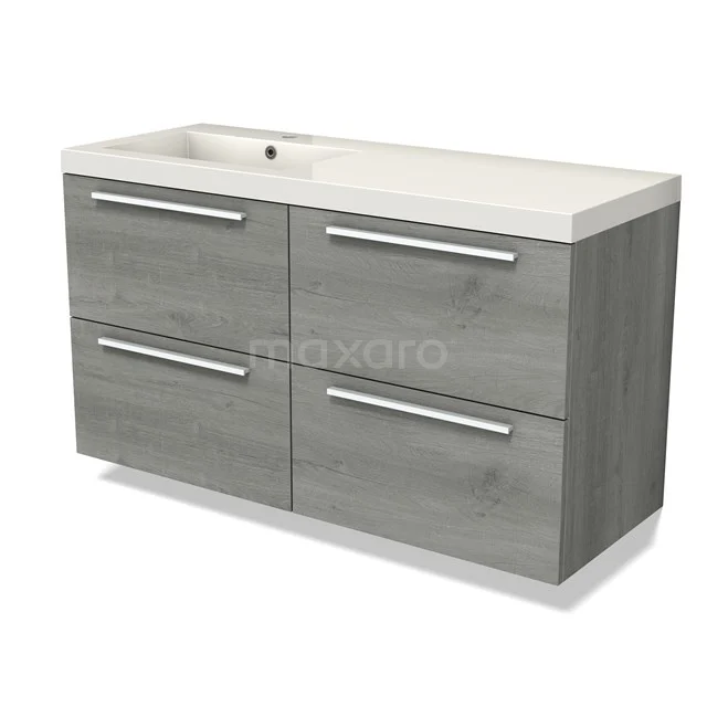 Modulo Vanity units with basin | 120 cm Grey oak Flat front Mineral marble 4 drawers BMW18-01094