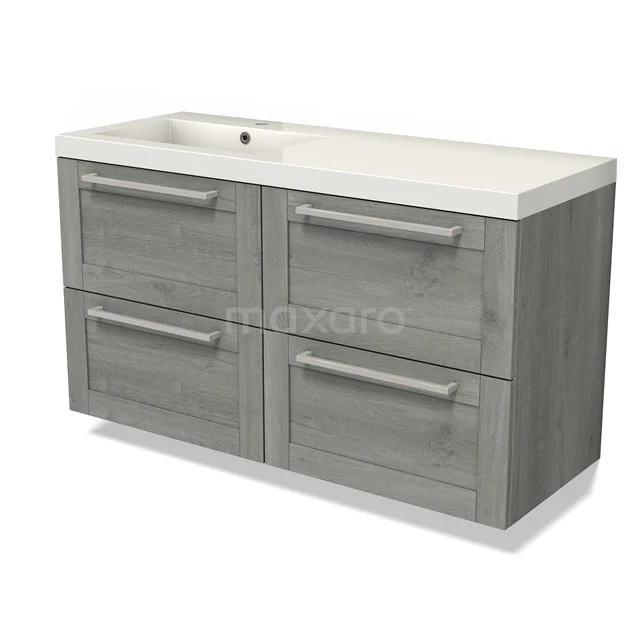 Modulo Bathroom furniture with sink | 120 cm Grey oak Bordered front Mineral marble 4 drawers BMW18-01095