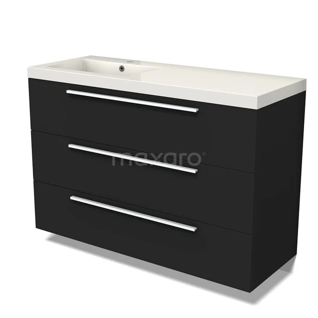 Modulo Vanity units with basin | 120 cm Matte black Flat front Mineral marble 3 drawers BMW19-02526