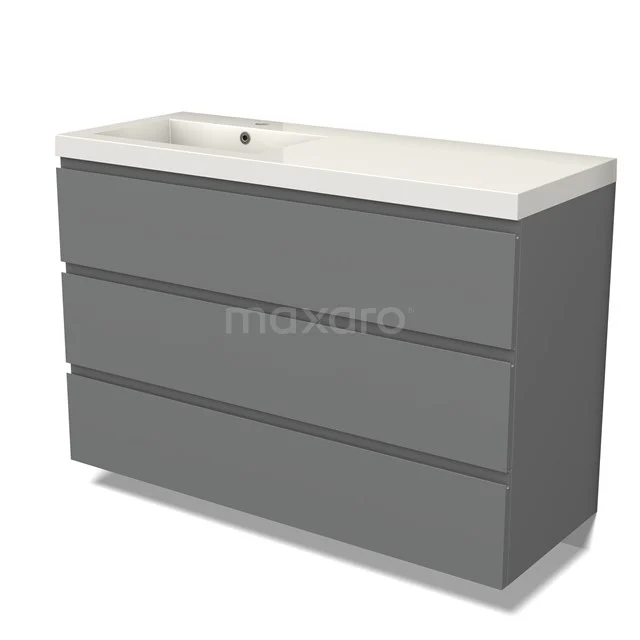 Modulo Vanity units with basin | 120 cm Mid grey Handle-less front Mineral marble 3 drawers BMW19-02531