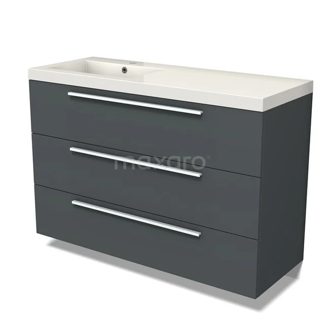 Modulo Vanity units with basin | 120 cm Dark grey Flat front Mineral marble 3 drawers BMW19-02538