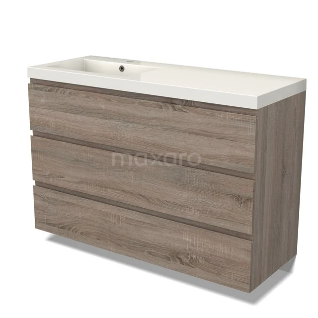 Modulo Vanity units with basin | 120 cm Oak Handle-less front Mineral marble 3 drawers BMW19-02546