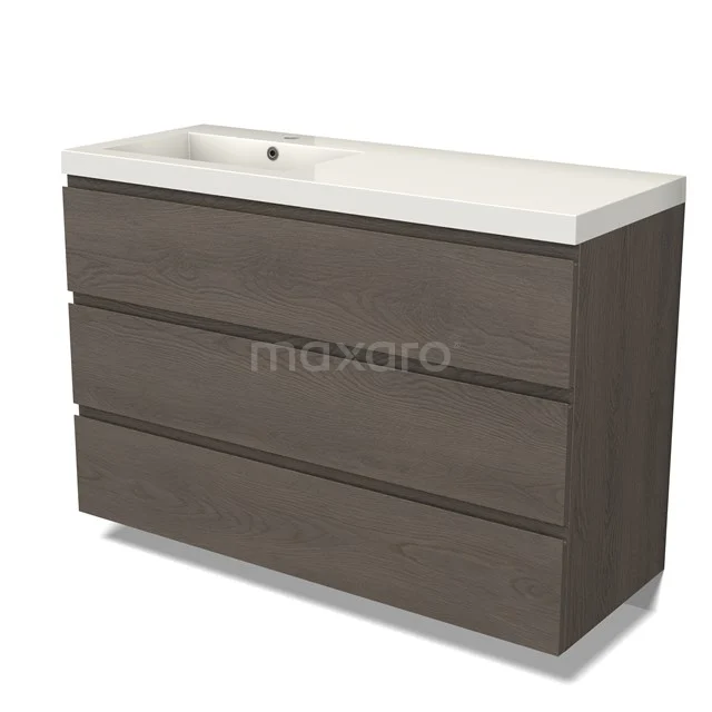 Modulo Vanity units with basin | 120 cm Dark brown oak Handle-less front Mineral marble 3 drawers BMW19-02557