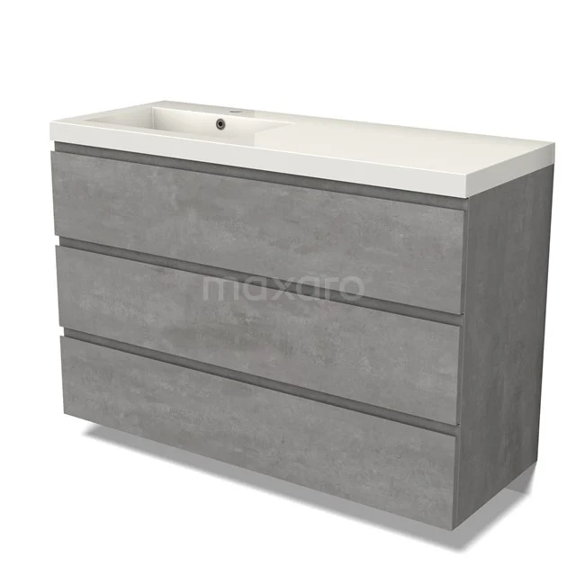 Modulo Vanity units with basin | 120 cm Light grey concrete Handle-less front Mineral marble 3 drawers BMW19-02561