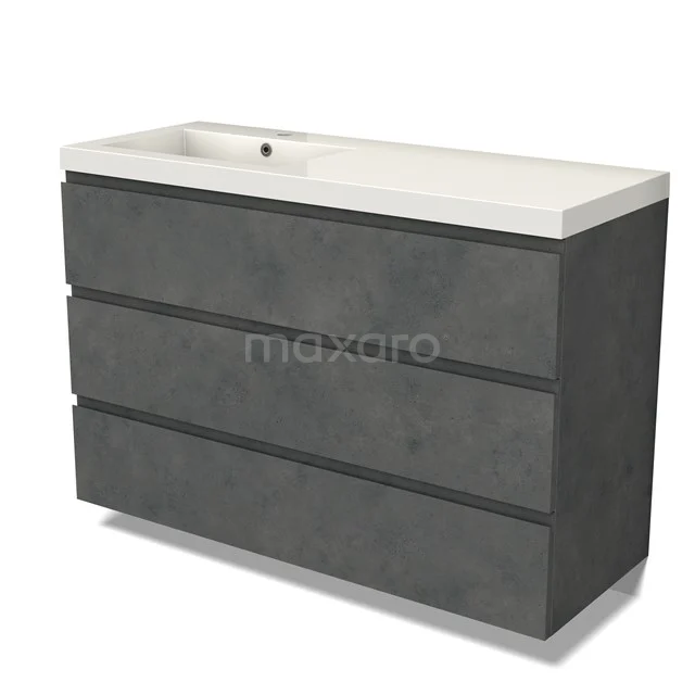 Modulo Vanity units with basin | 120 cm Dark grey concrete Handle-less front Mineral marble 3 drawers BMW19-02563