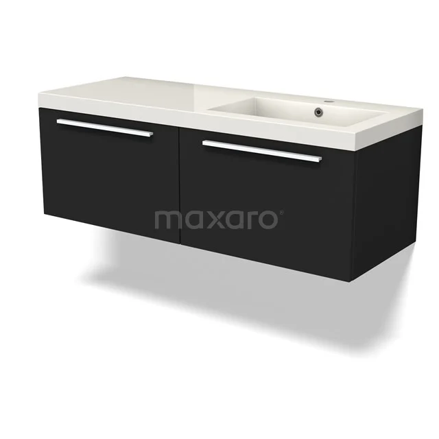 Modulo Bathroom furniture with sink | 120 cm Matte black Flat front Mineral marble 2 Side-by-side drawers BMW12-01061