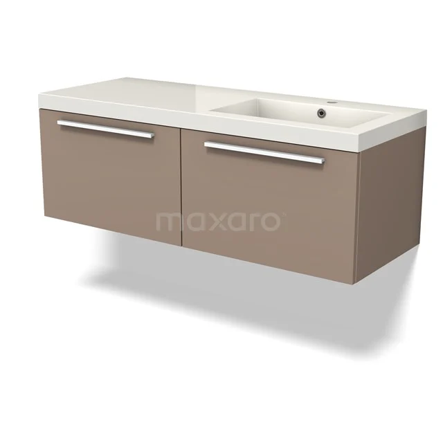 Modulo Badkamermeubel met wastafel | 120 cm Taupe Vlak front Mineraalmarmer 2 lades naast elkaar BMW12-01064