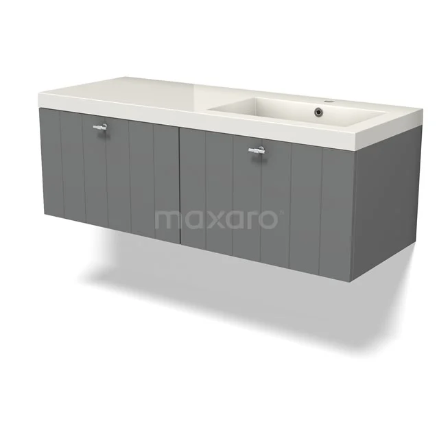 Modulo Bathroom furniture with sink | 120 cm Mid grey Slat front Mineral marble 2 Side-by-side drawers BMW12-01067