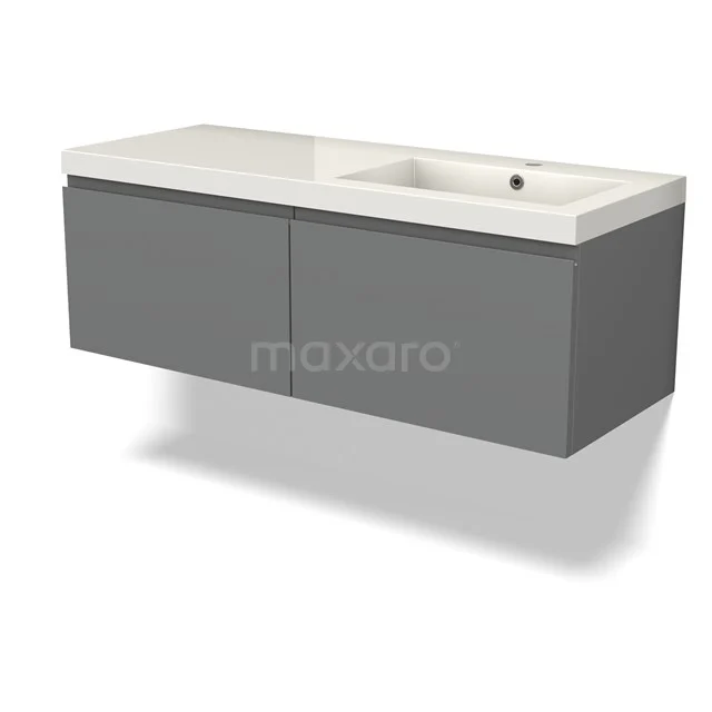 Modulo Vanity units with basin | 120 cm Mid grey Handle-less front Mineral marble 2 Side-by-side drawers BMW12-01068