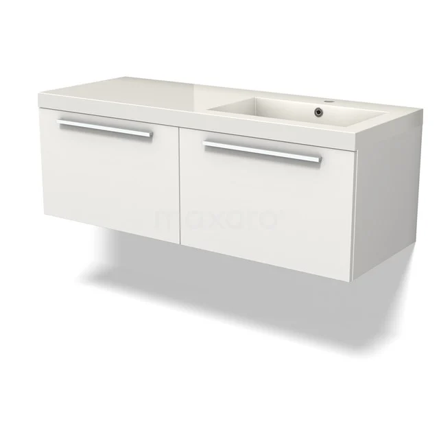 Modulo Bathroom furniture with sink | 120 cm Matte white Flat front Mineral marble 2 Side-by-side drawers BMW12-01072