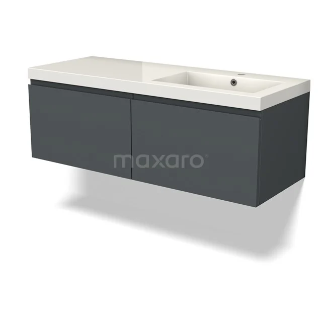 Modulo Vanity units with basin | 120 cm Dark grey Handle-less front Mineral marble 2 Side-by-side drawers BMW12-01077