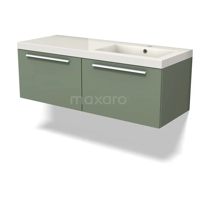 Modulo Vanity units with basin | 120 cm Sage green Flat front Mineral marble 2 Side-by-side drawers BMW12-01081