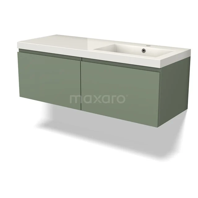 Modulo Vanity units with basin | 120 cm Sage green Handle-less front Mineral marble 2 Side-by-side drawers BMW12-01082