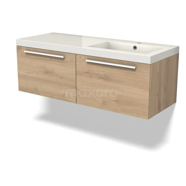 Modulo Vanity units with basin | 120 cm Light brown oak Flat front Mineral marble 2 Side-by-side drawers BMW12-01090