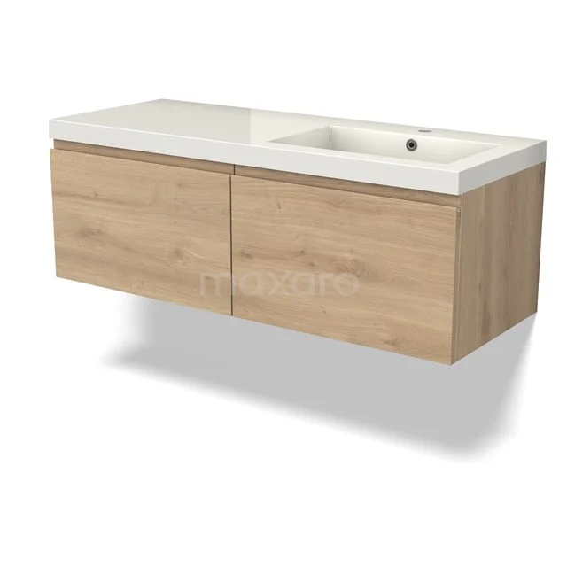 Modulo Vanity units with basin | 120 cm Light brown oak Handle-less front Mineral marble 2 Side-by-side drawers BMW12-01092