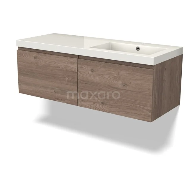 Modulo Bathroom furniture with sink | 120 cm Mid brown oak Handle-less front Mineral marble 2 Side-by-side drawers BMW12-01095