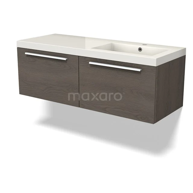 Modulo Vanity units with basin | 120 cm Dark brown oak Flat front Mineral marble 2 Side-by-side drawers BMW12-01096